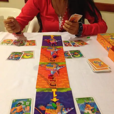 Playing the game.