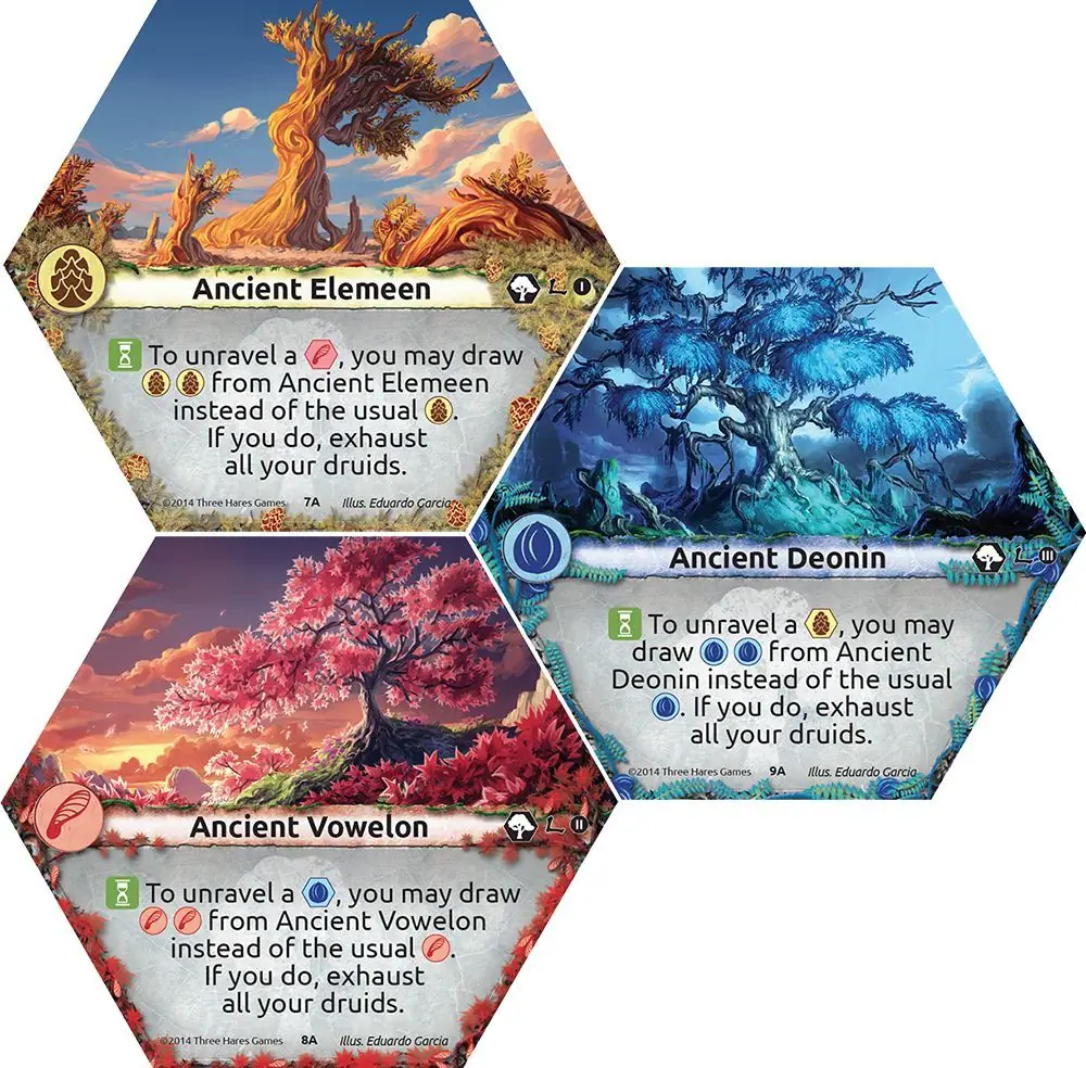 The sacred trees which lend their names to the three energies of Lagoon: Ancient Elemeen, Ancient Deonin, Ancient Vowelon.