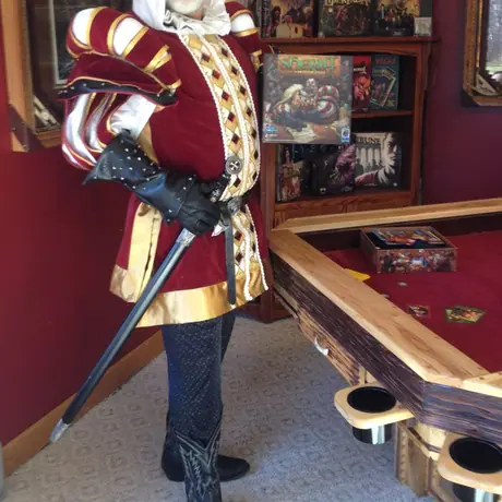 This is a replica sheriff of Nottingham costume designed by my daughters with the permission from Arcane Wonders. The costume replicates the sheriff in great detail.