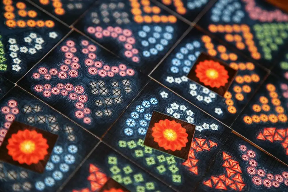 Game in progress; prototype tiles
