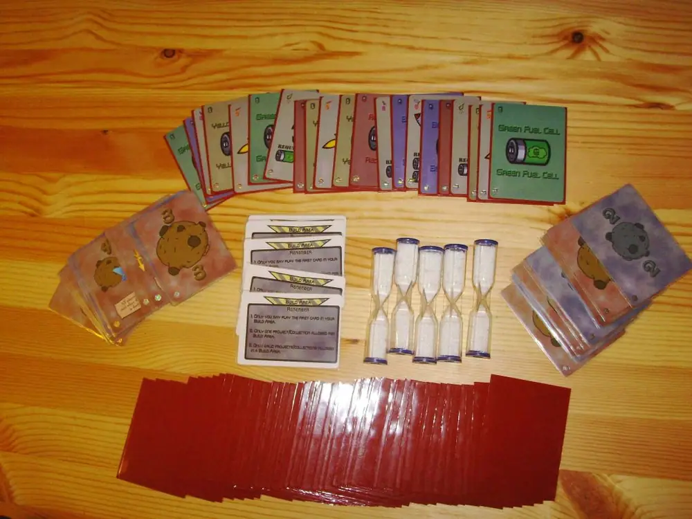 The sleeved cards with the timers