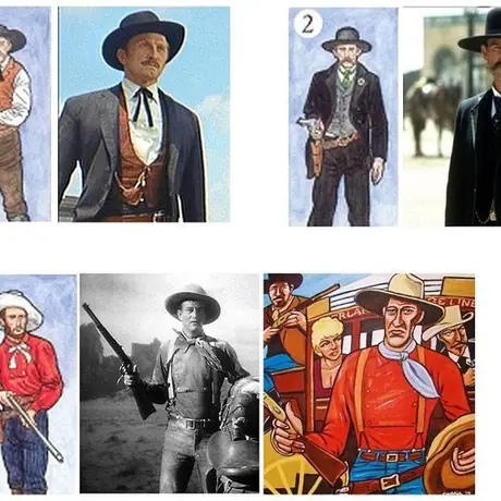 1 - Doc Holliday (actor Kirk Douglas), 2 - Wyatt Earp (actor Kurt Russell), 3 - Wild Bill Hickok, 4 - Ringo Kid (actor John Wayne), 5 - Tuco (actor Eli Wallach)