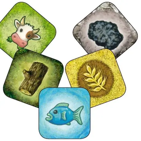 504, 2F-Spiele, 2015, goods tokens for Pick-Up & Deliver and Production