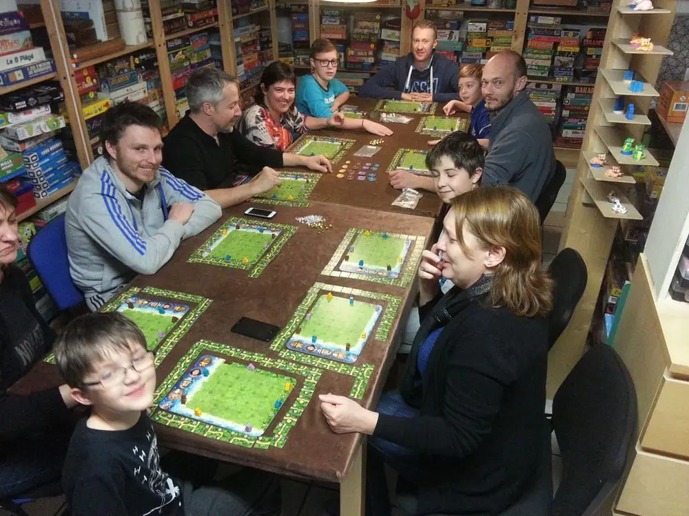 11 players together with three boxes