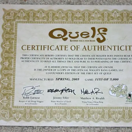 Certificat of Authenticity - Read it. It's pretty funny