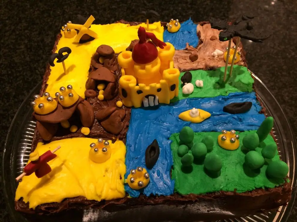 My Kingdomino birthday cake. Yes, it does score my age ;-) My wife did the icing, my daughter did the dragon, and my son arranged the tile configuration. Best cake ever!