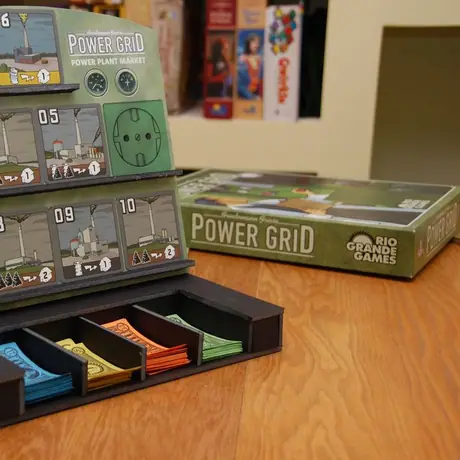 What do you give the Power Grid fan who has everything? I made this Power Plant stand for a friend's birthday. After a successful first outing, I came up with some ideas for a cash till and a base for stabilization. I've submitted the PDF of the stand art
