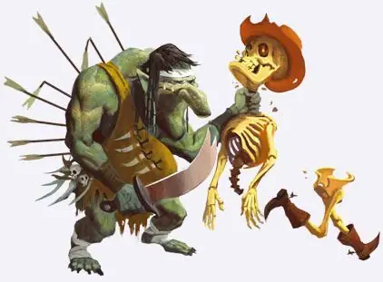 Skelleton running away from the Troll (sort of, anyway)