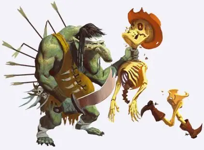 Skelleton running away from the Troll (sort of, anyway)