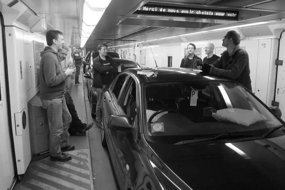 Game in Progress in the channel tunnel on the way back from Essen 2010