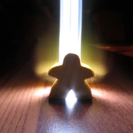 Meeple - Not Photoshopped, effect produced with LED lamp.