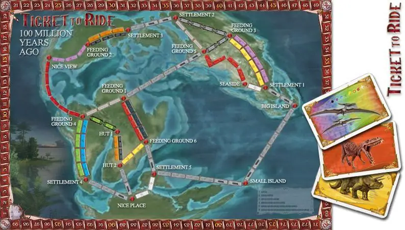 Ticket to ride without trains? Quite possible. Here's concept for TtR 100 Million Years Ago! Sorry, not available for printing yet ;)