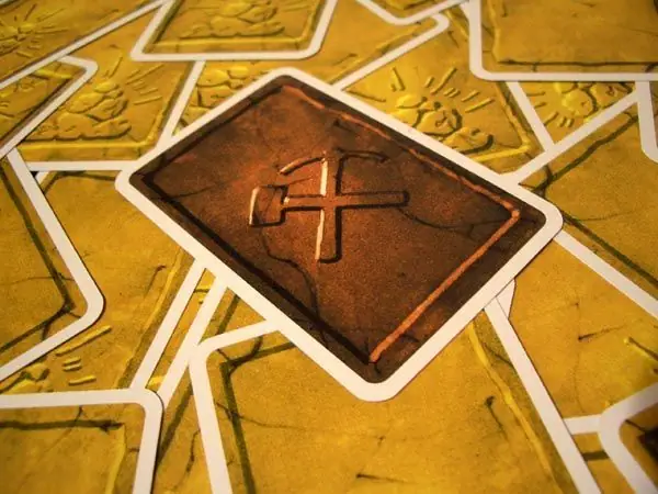 Close-up of the brown and gold card backs.